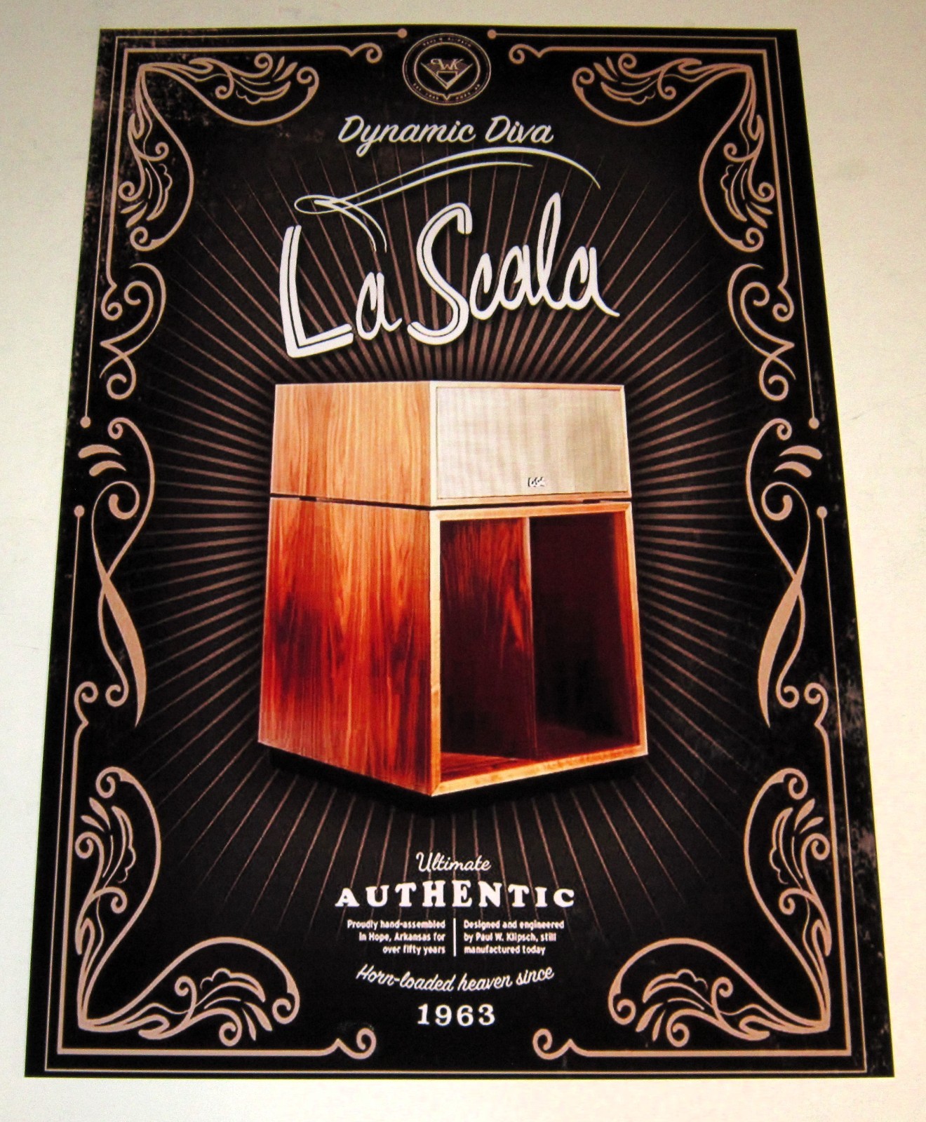 Klipsch LaScala Horn Audiophile Poster 19" x 13" Legendary Speaker 1963-Now