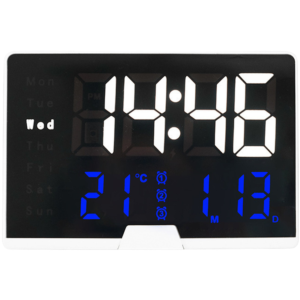 Modern LED Alarm Clock White Large Display Temperature Weekday Date Backlight