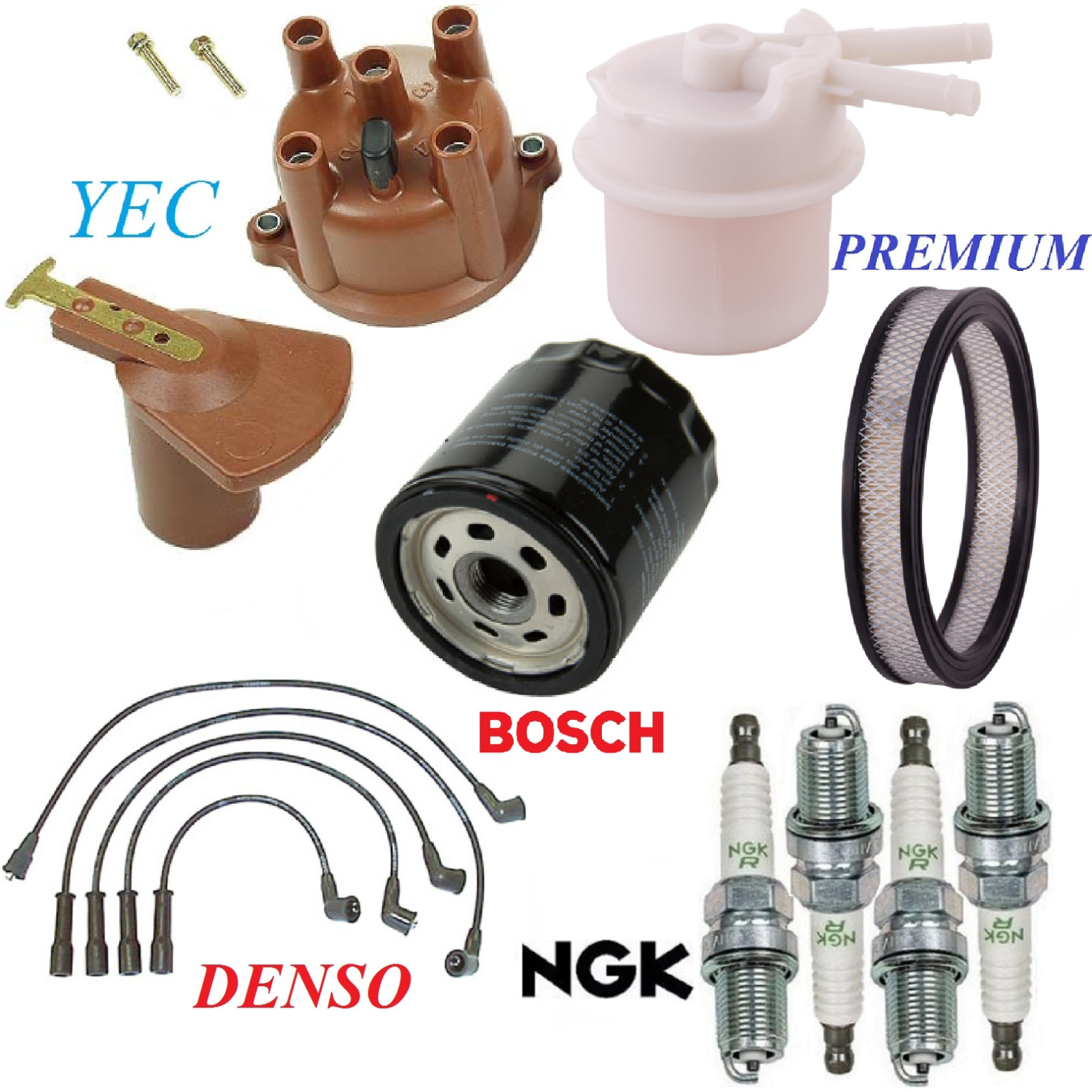 Tune Up Kit Cap Filters Wire Plugs for Toyota Pickup L4; 2.4L, CARB 1989-1990