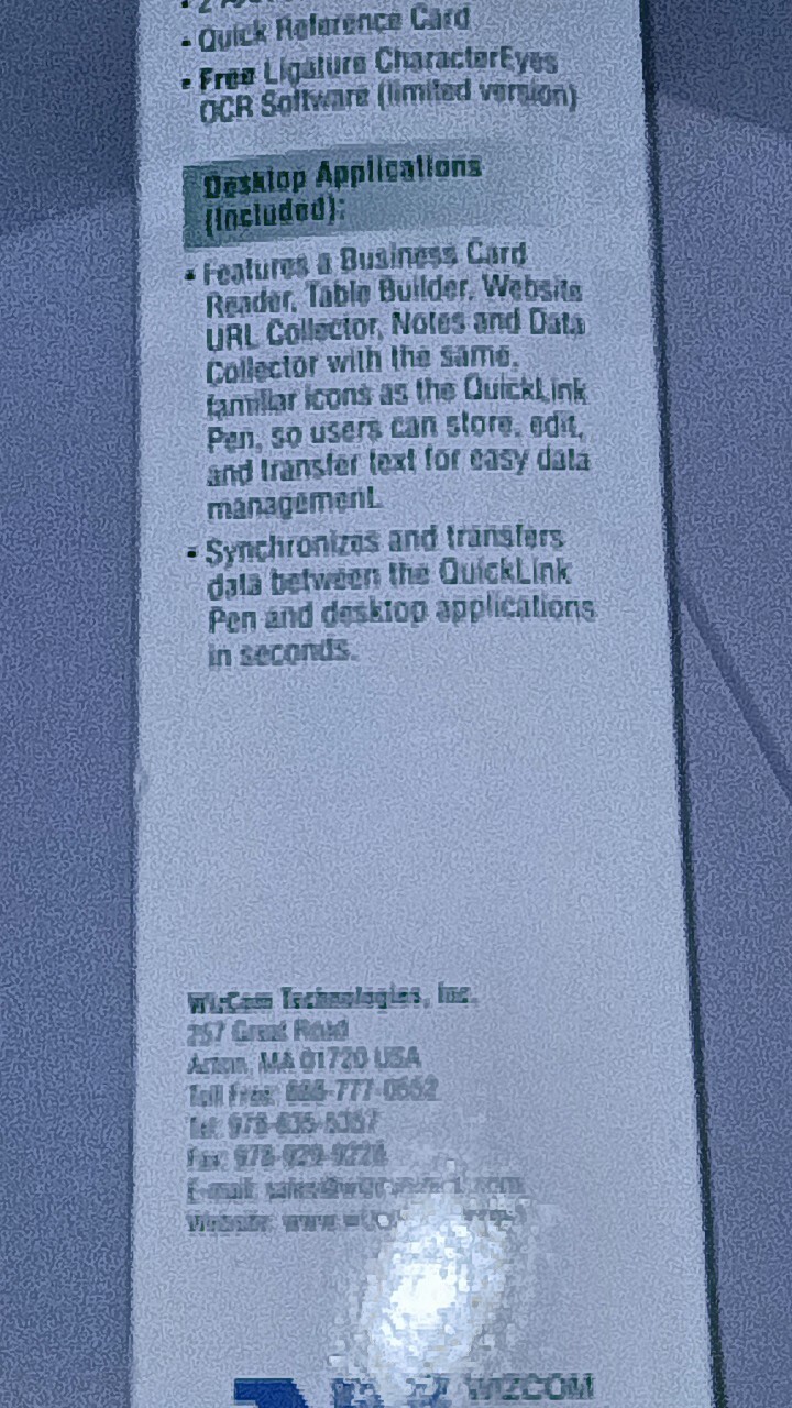 WizCom QuickLink Pen Handheld Scanner Super Pen 🔵