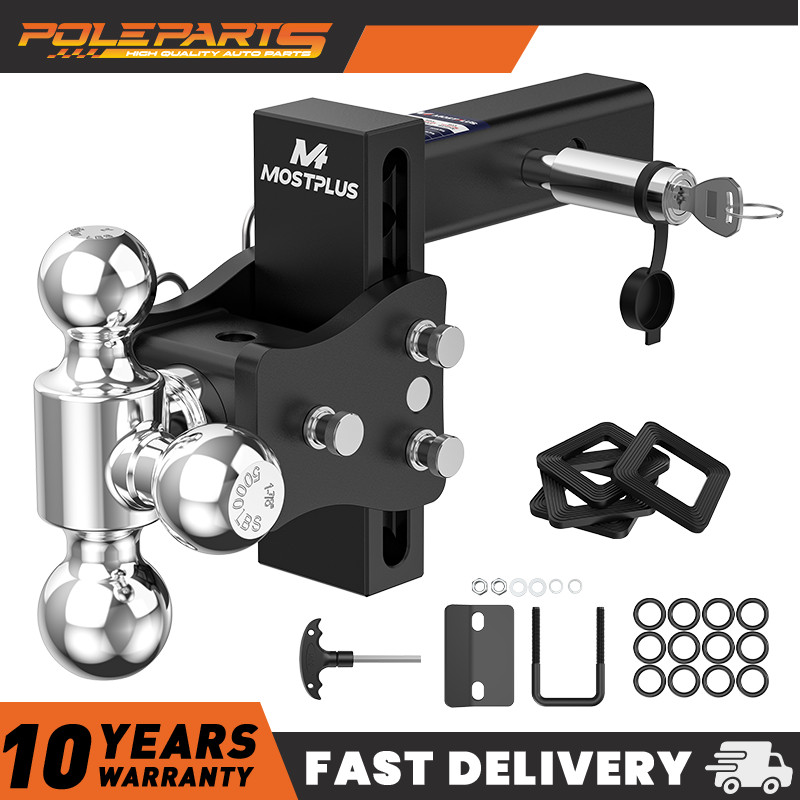 2.5" Receiver 4" Drop Tow Hitch Adjustable Tri-Ball Mount Trailer Hitch 20000lbs