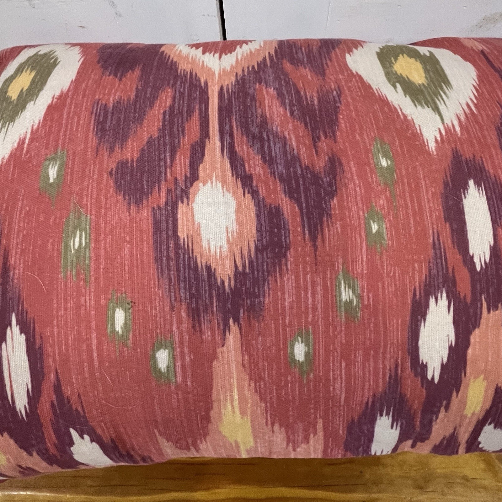 Pottery Barn Ikat Lumbar Pillow 26x18 Boho Global Coral Accent Pillow Southwest