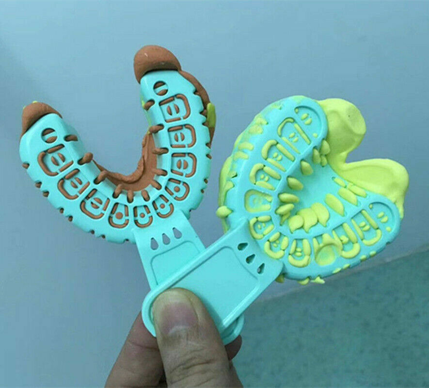 12 Pcs Dental Disposable Green Impression Displable Implant Plastic Trays 2 Set