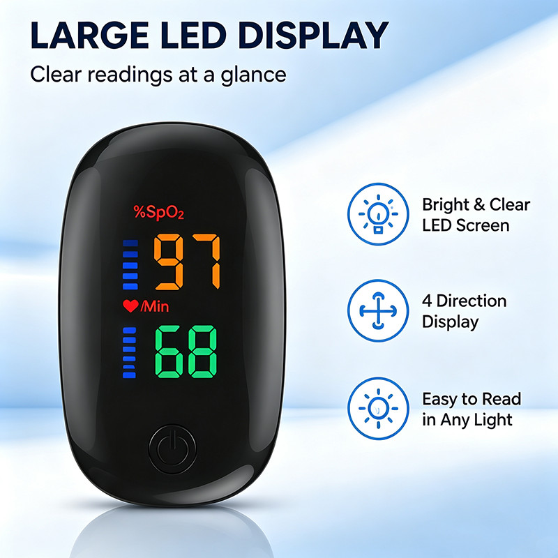 Finger Tip Pulse Oximeter SpO2 Oxygen Saturation Heart Blood Meter Rate Monitor