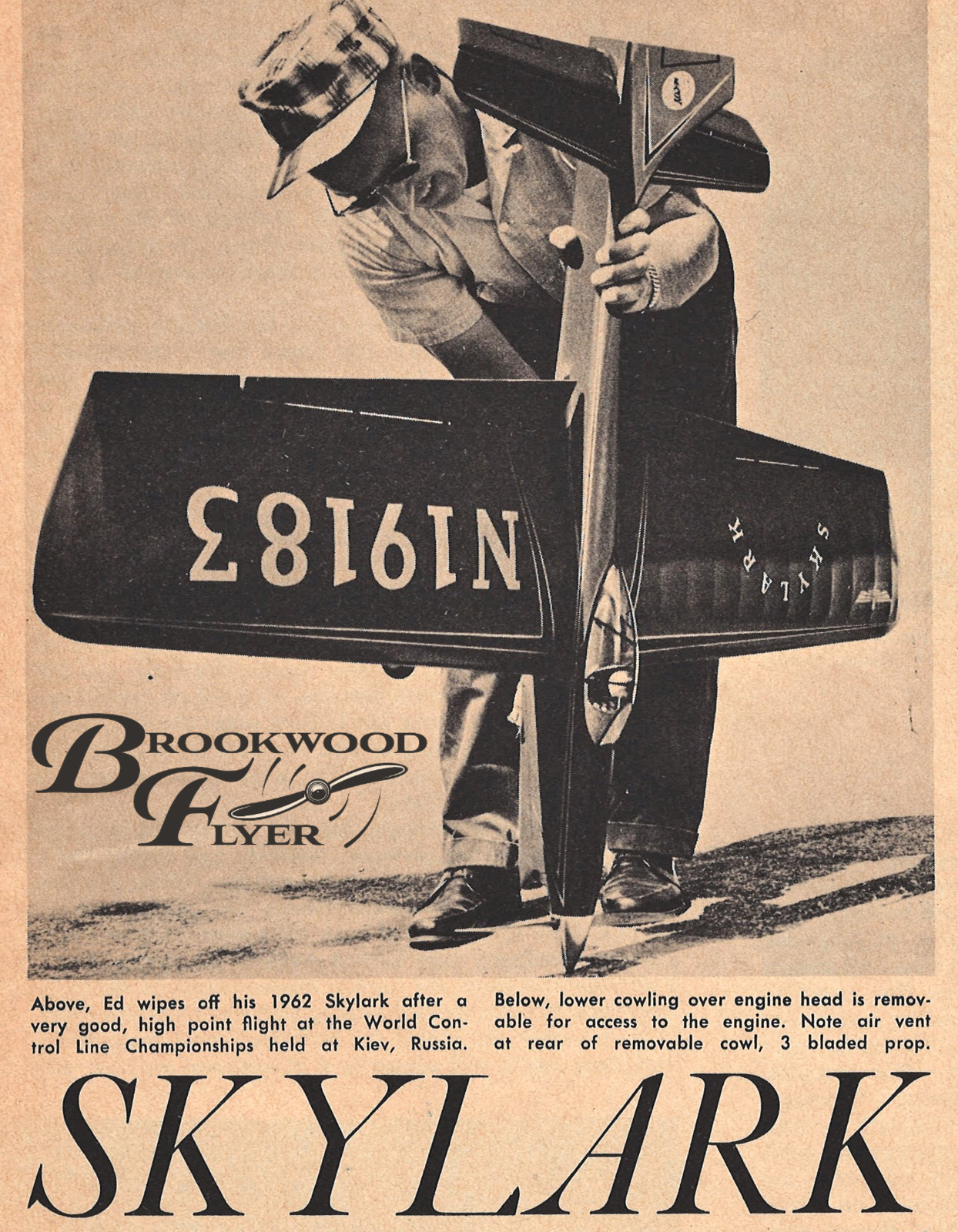 SKYLARK PLAN & CONSTRUCTION ARTICLE for Ed Southwick's UC Stunt Model Airplane