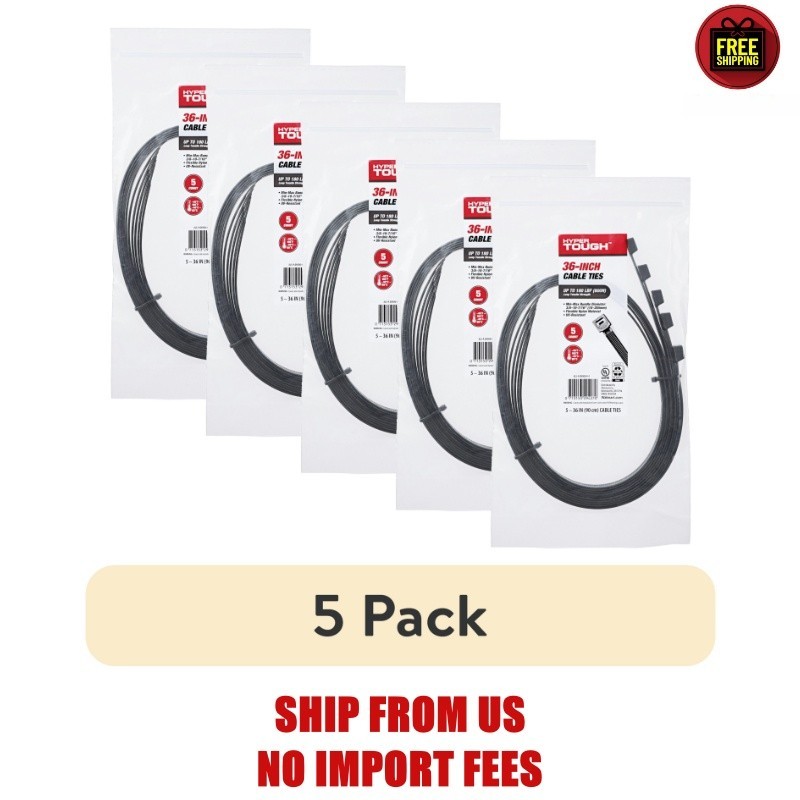 (5 pack) Hyper Tough 36inch Cable Tie Uv Black 5Pcs