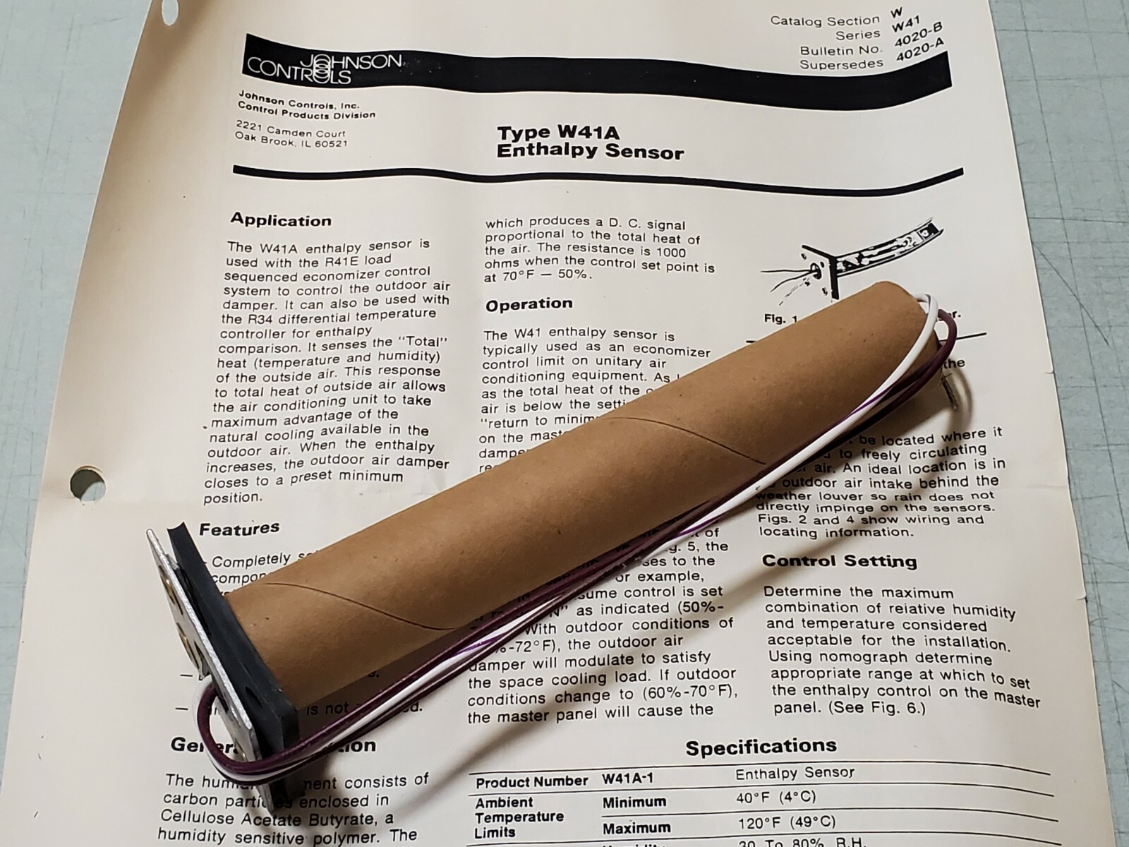 Johnson Controls W41A Enthalpy Sensor
