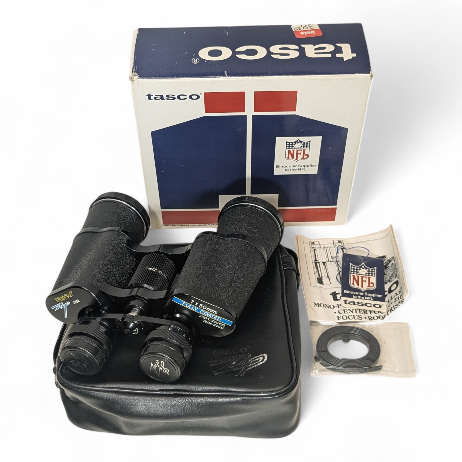 Tasco 7x50 mm Zip Focus Binoculars Fully Coated Optics 2002 W/Box & Bag