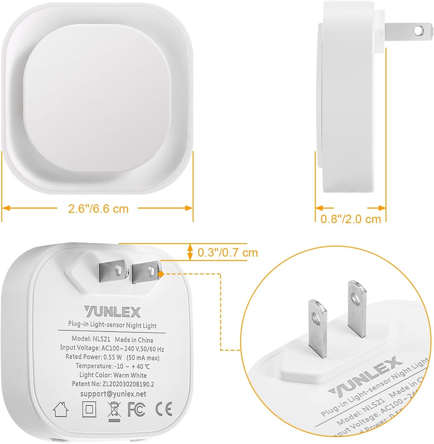 2 Pack Dimmable Pink Night Light, Auto Dusk to Dawn Sensor, Dimmable,