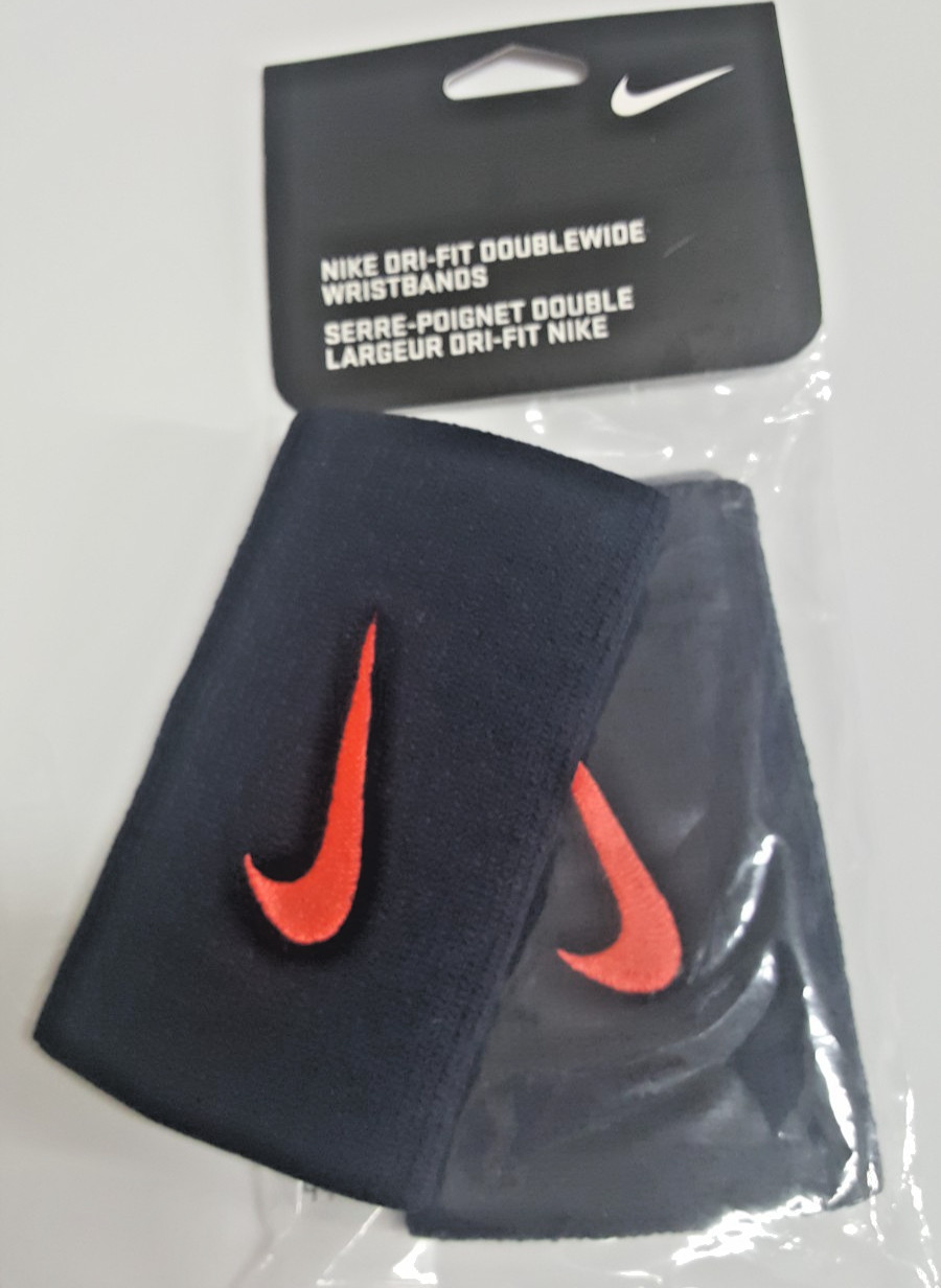 Nike Tennis Double-wide Wristbands Unisex Black OrangePAC300-022 Dri Fit