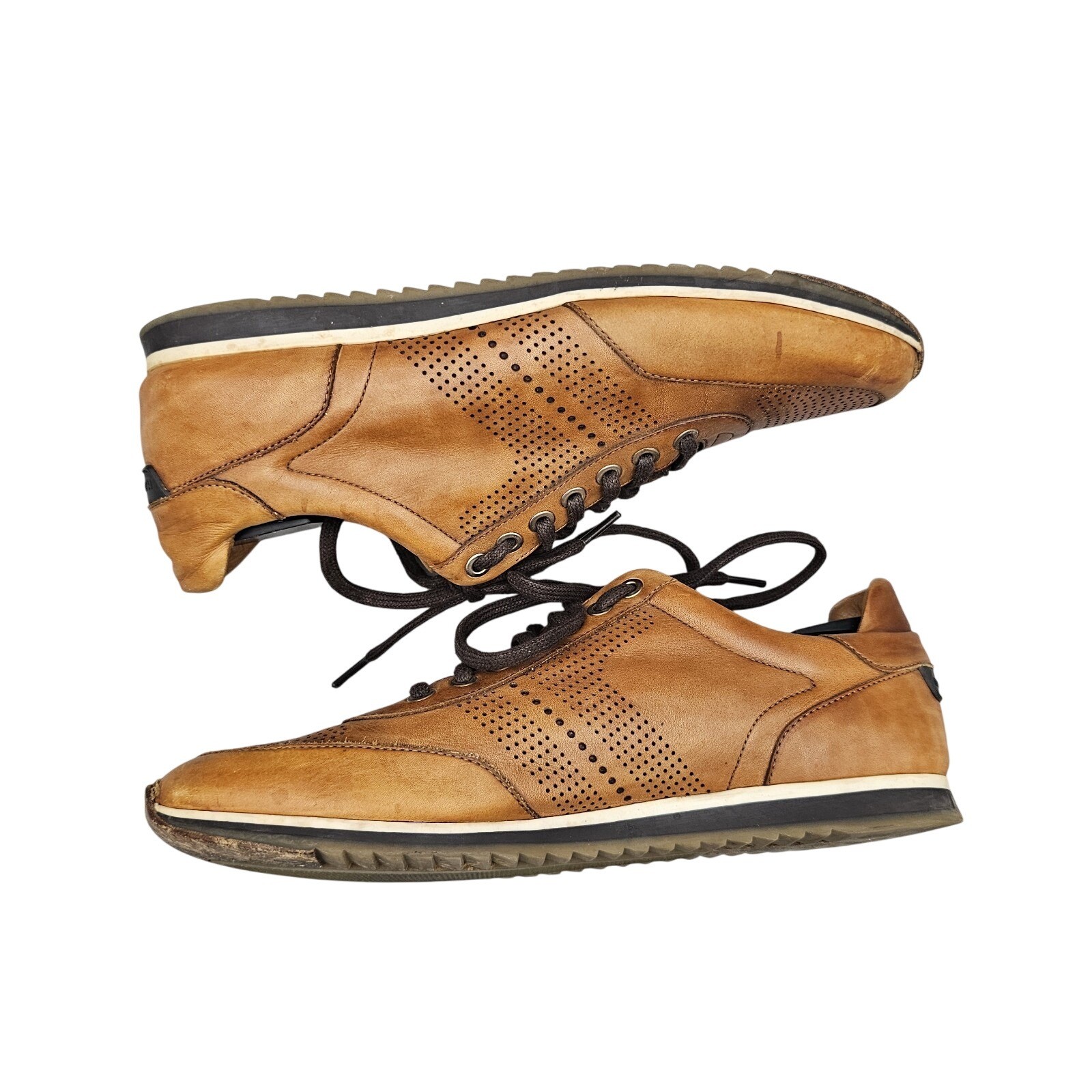 Magnanni Men's Size 8.5 M GUC Pueblo Brown Leather Lace Up Sneakers Shoes