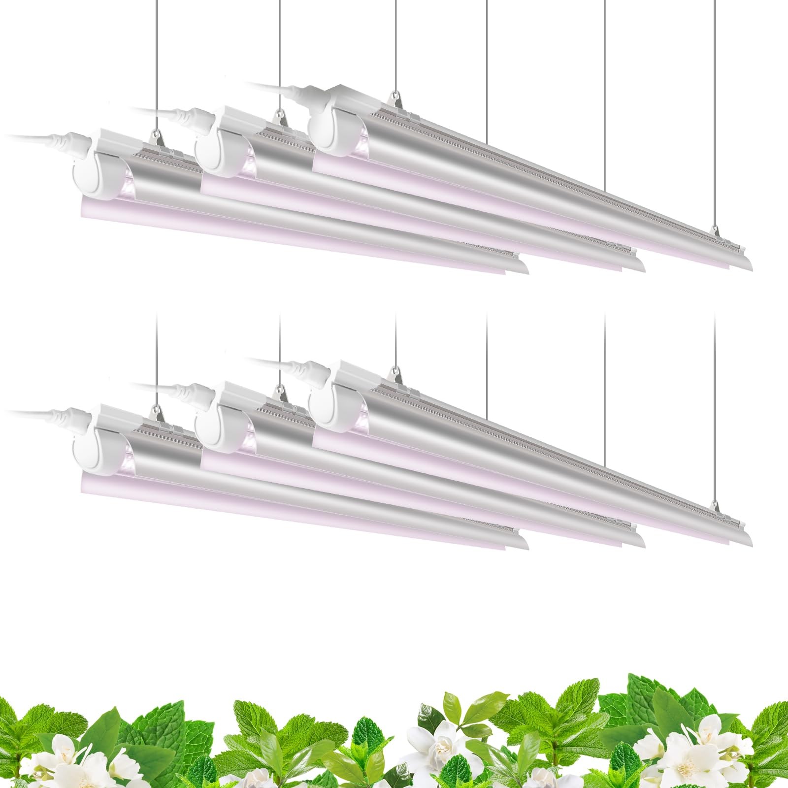 Barrina 4FT T8 Plant Grow Light, 252W(6 x 42W, 4ft-6 Packs, Pinkish White
