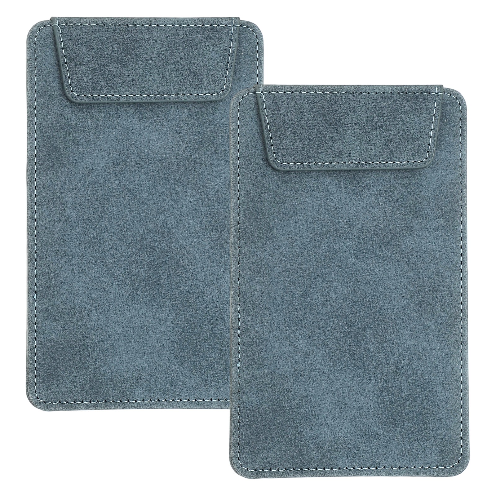2 Pack Mini Clipboard, 6" x 4" Leather Small Clipboard with Pen Holder (Blue)