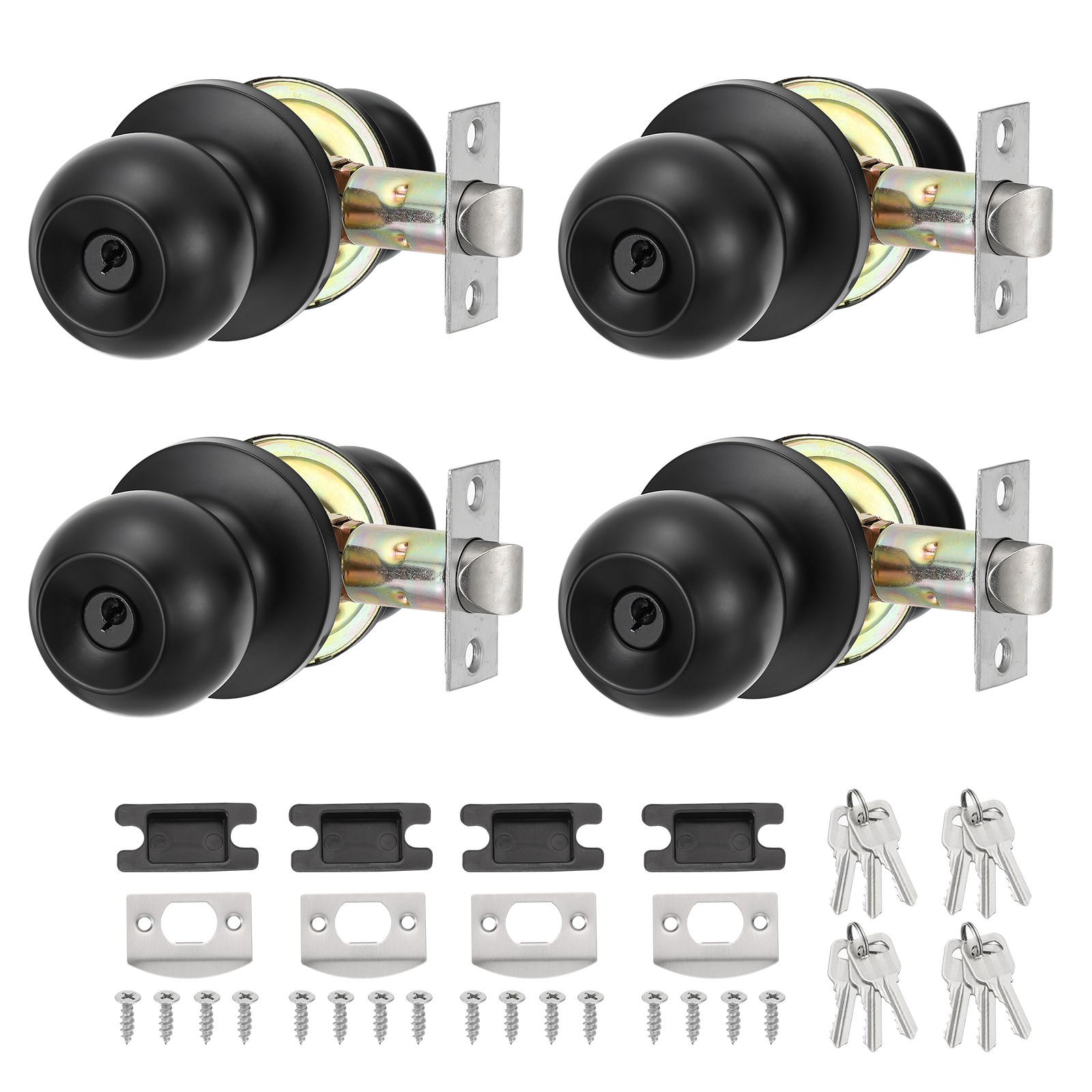 4 Pack Key Entry Door Knob Interior, Black