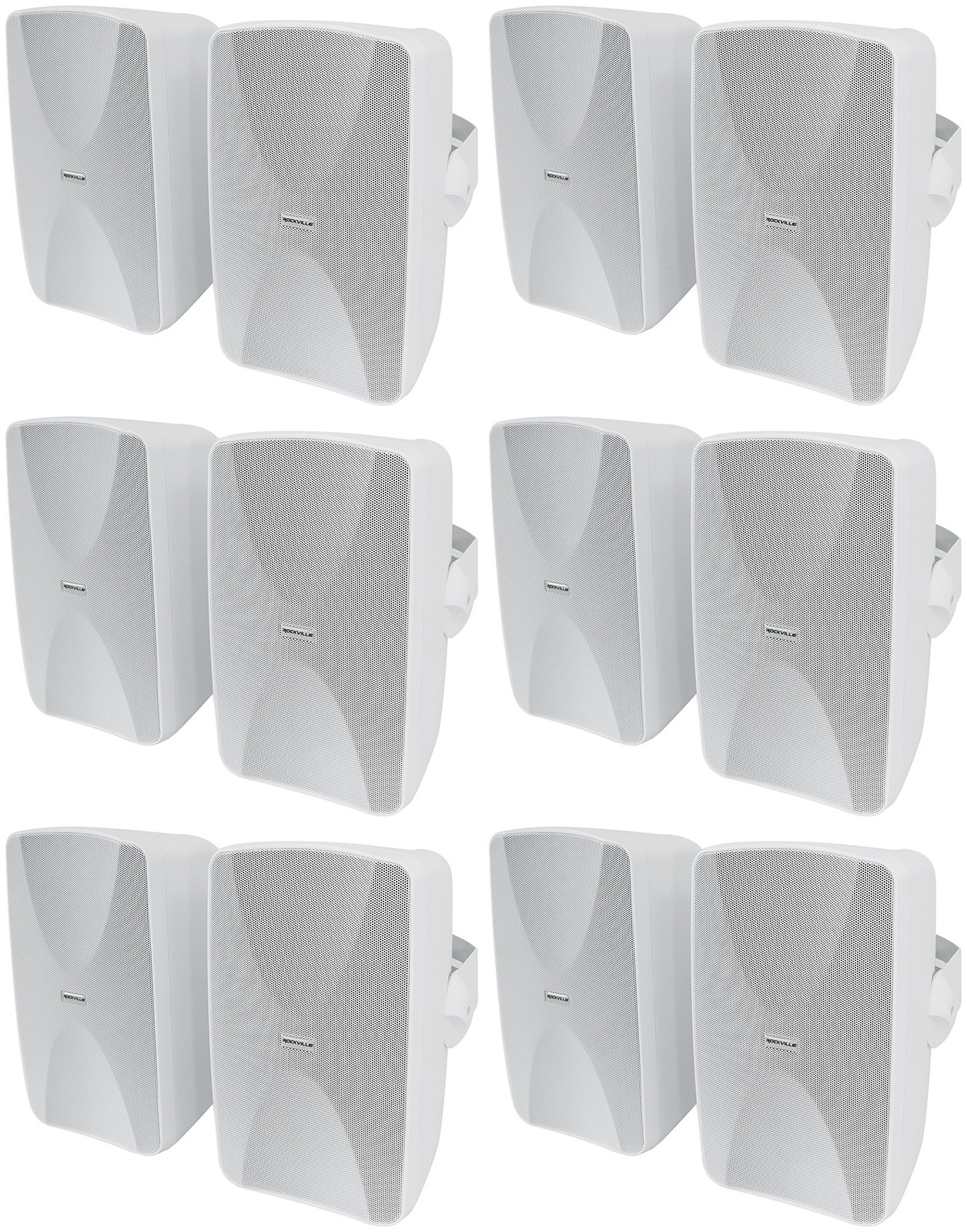 (12) Rockville WET-6525W 6.5" White 70V Commercial Indoor/Outdoor Wall Speakers