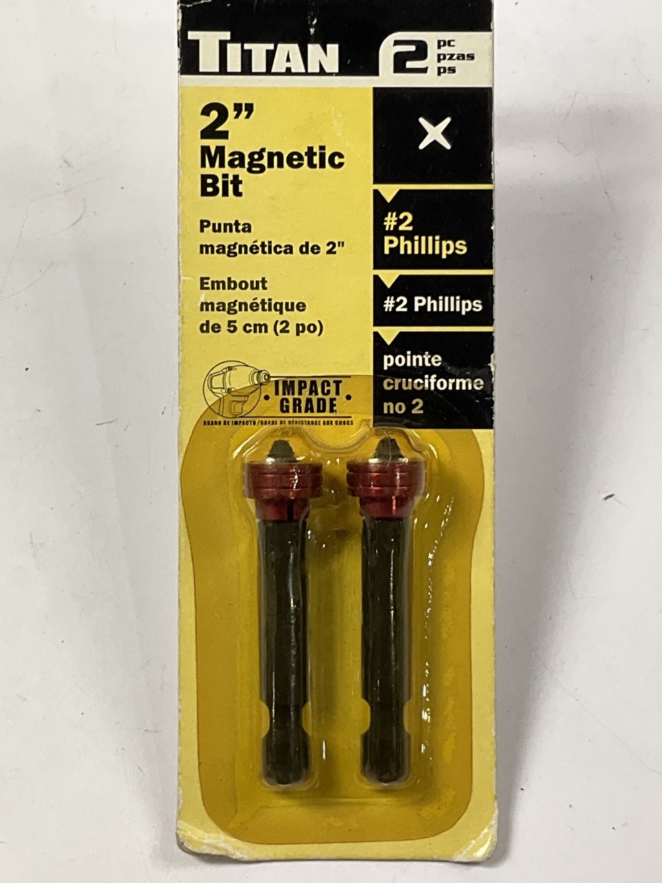 Titan 16234 #2 SAE Phillips Impact Depth Limiting Magnetic Power Bits, 2 Pieces