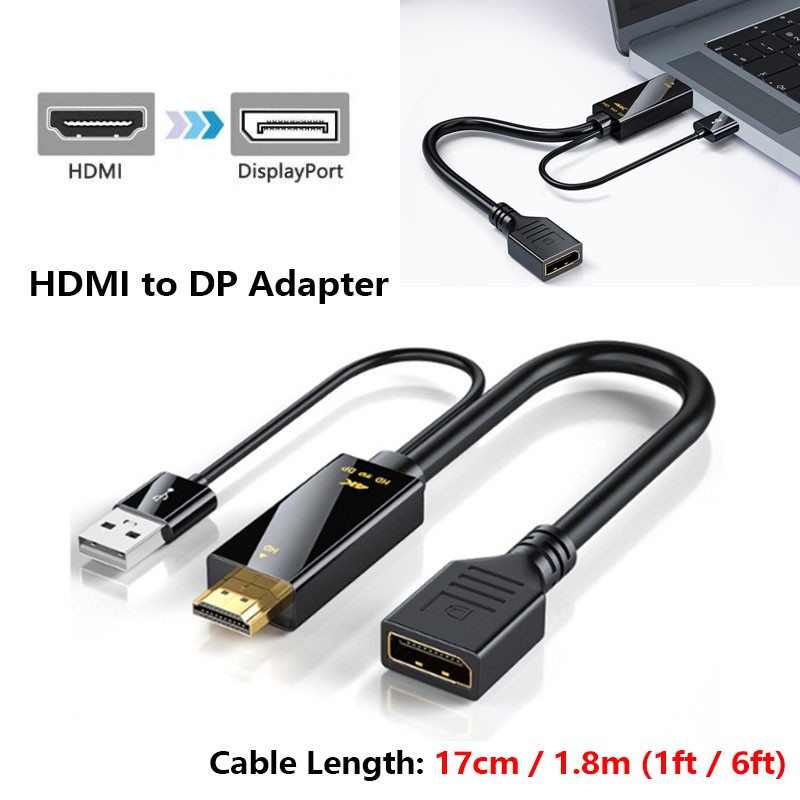 HDMI to DP Adapter Converter 4K 60Hz HDMI Male to DisplayPort Female PC Laptop