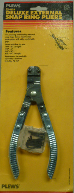 NOS! PLEWS DELUXE EXTERNAL SNAP RING PLIERS w/ TIPS, No. 72-463
