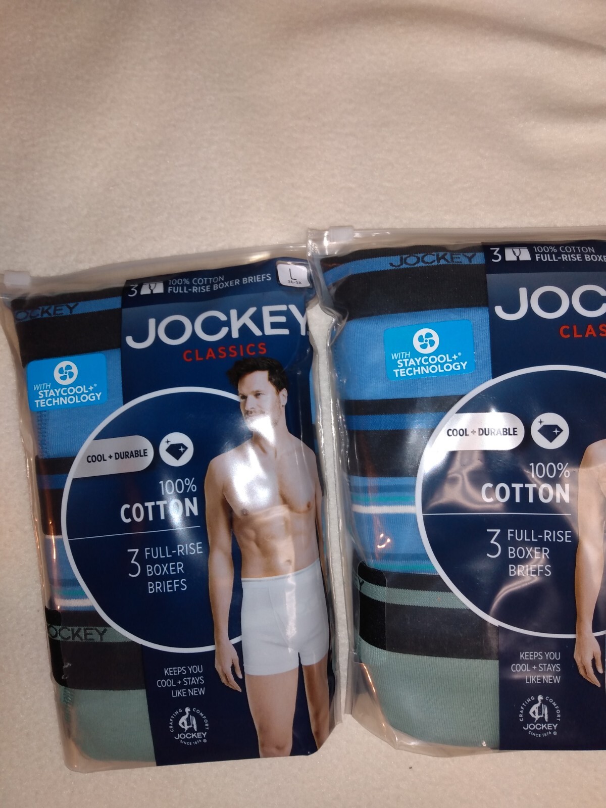 Jockey Mens 3-Pack ClassicCottonFull-Rise BoxerBriefs multi colors M-L-XL-xxL