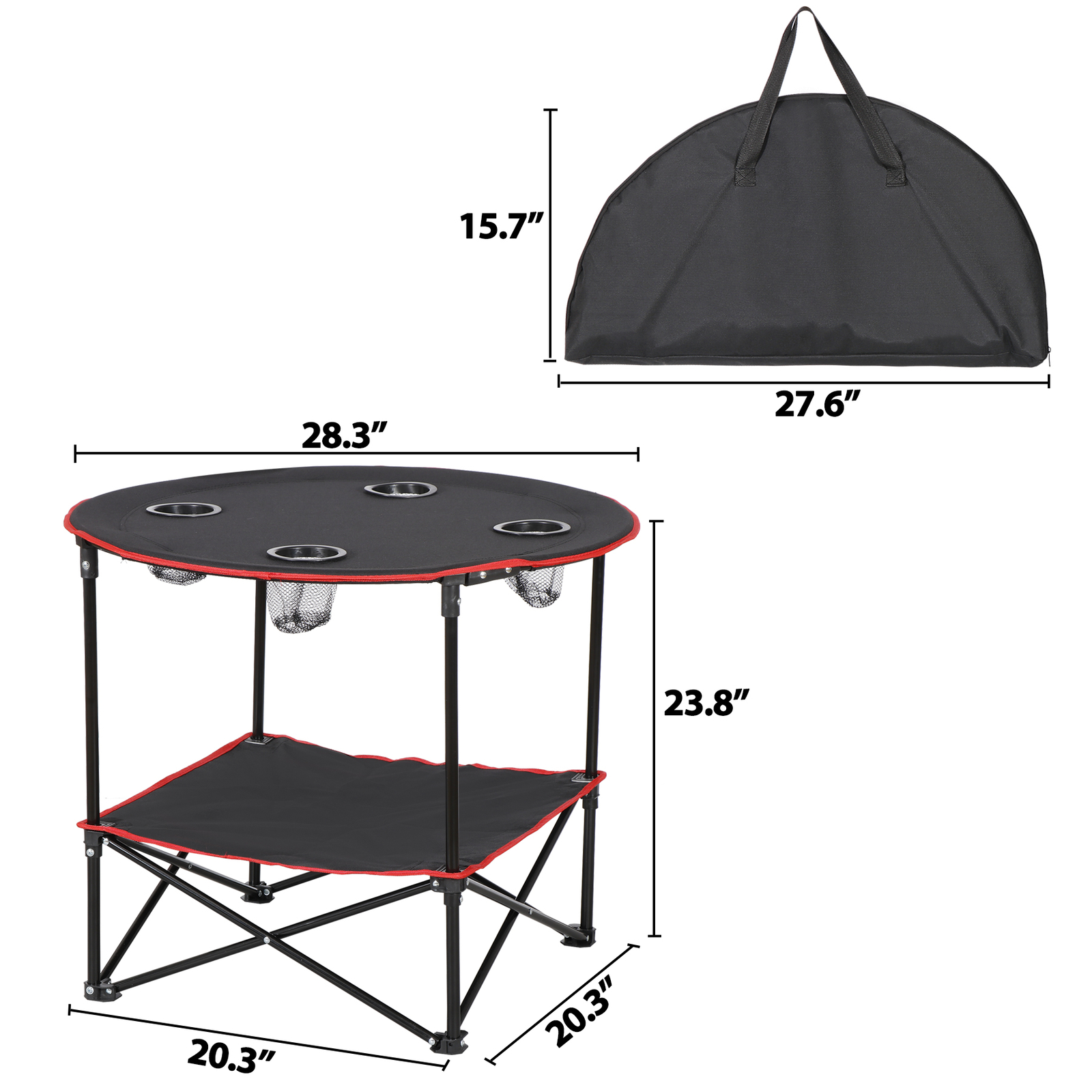 Portable Beach Table Folding Picnic Table with Carry Bag with 4 Cup Holders