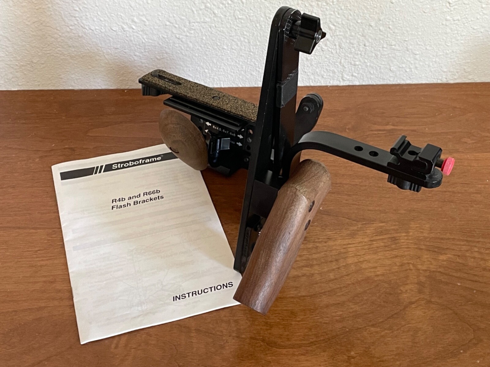 Stroboframe Pro Model R4b Camera/Flash Bracket + Landscape Portrait Base Wood