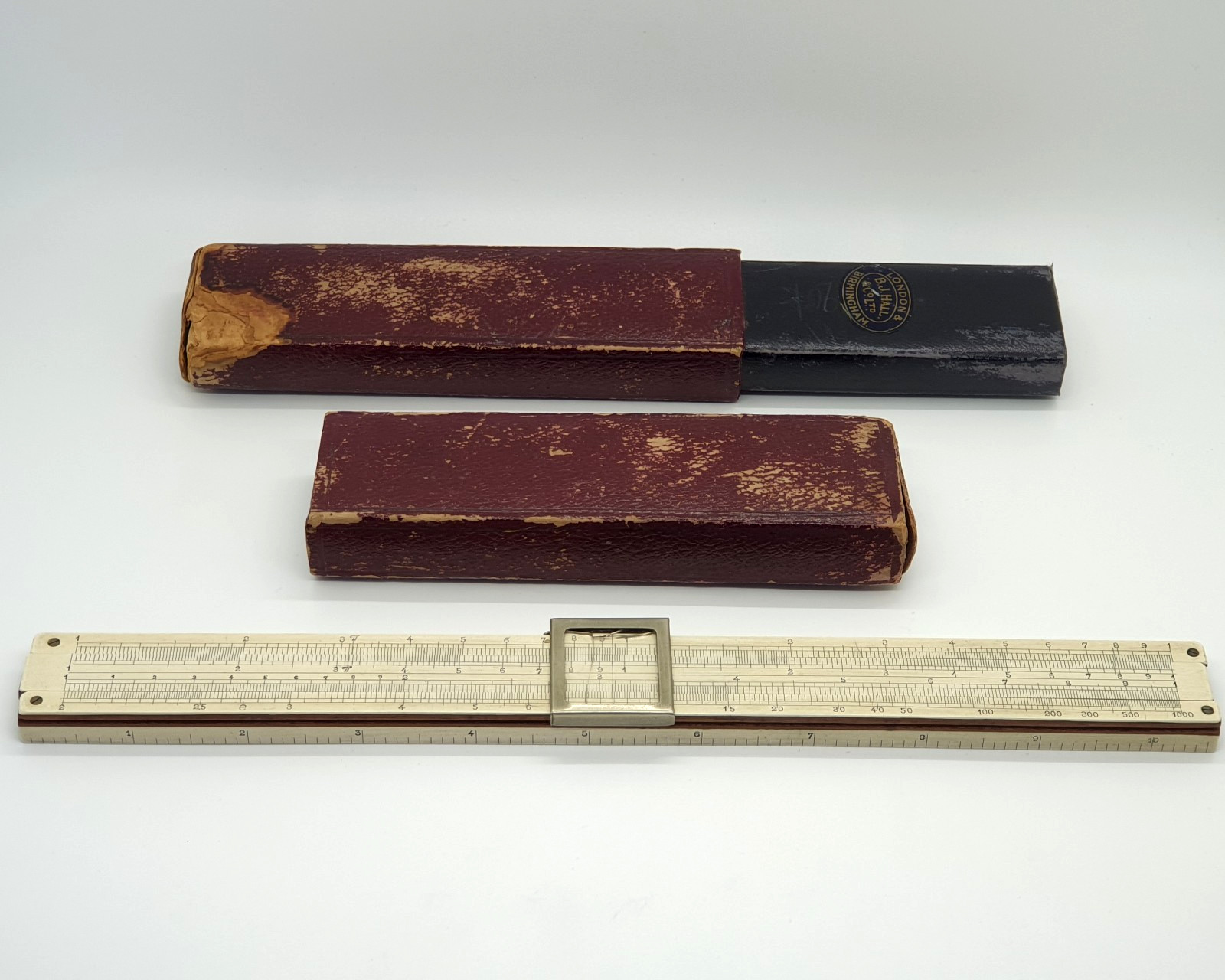 Vintage Boxed Slide Rule B.J. Hall & Co Ltd Birmingham