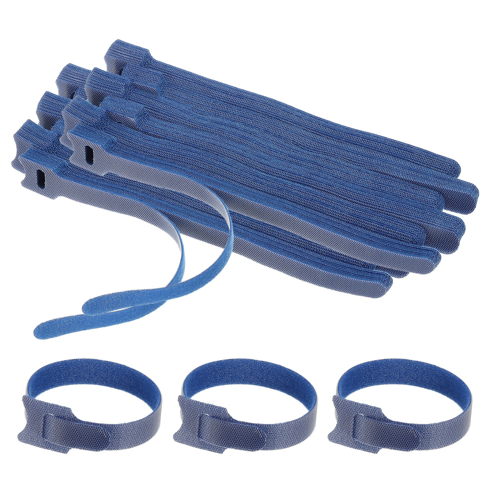 130Pcs, 8" Reusable Cable Ties Adjustable Cable Management Ties Blue
