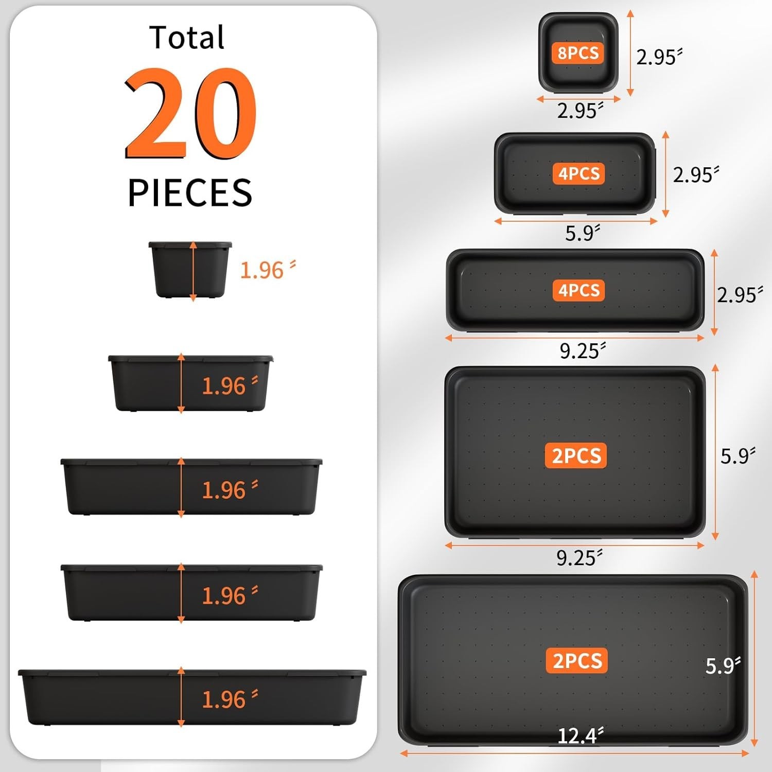 20 Pack Tool Box Organizer Trays - 5 Sizes for Ultimate Tool Storage Efficiency