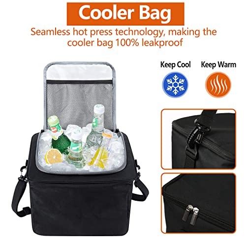 Car Trunk Organizer with Insulated Cooler Bag, Foldable & Waterproof Black