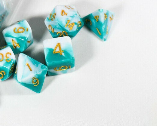 SPIRIT LIFE DUAL COLOR SWIRL GREEN/WHITE Dice BrycesDice DnD Polyhedral