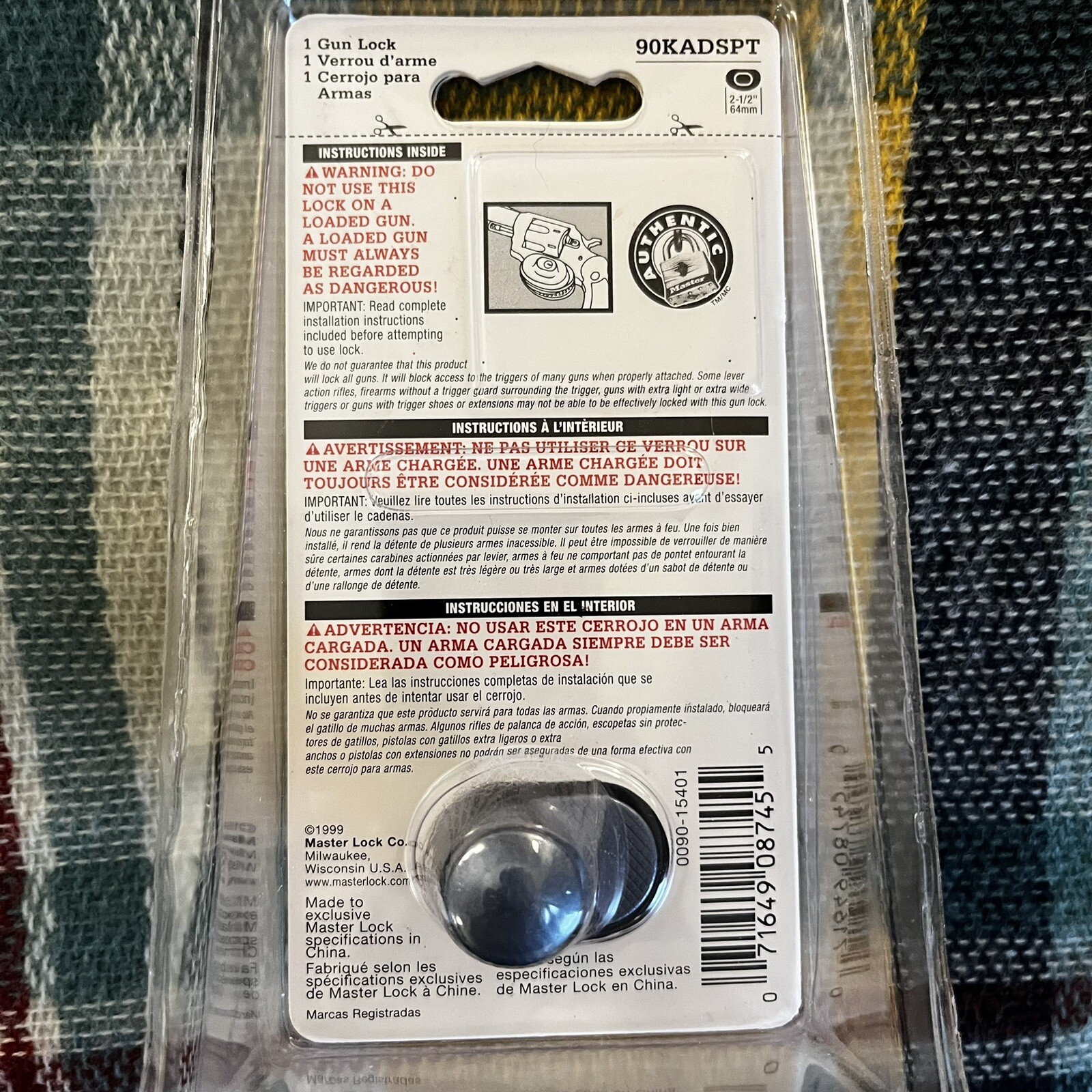 Master Lock 90KADSPT Keyed Gun Trigger Lock 1 Pack Gun Lock With 2 Keys