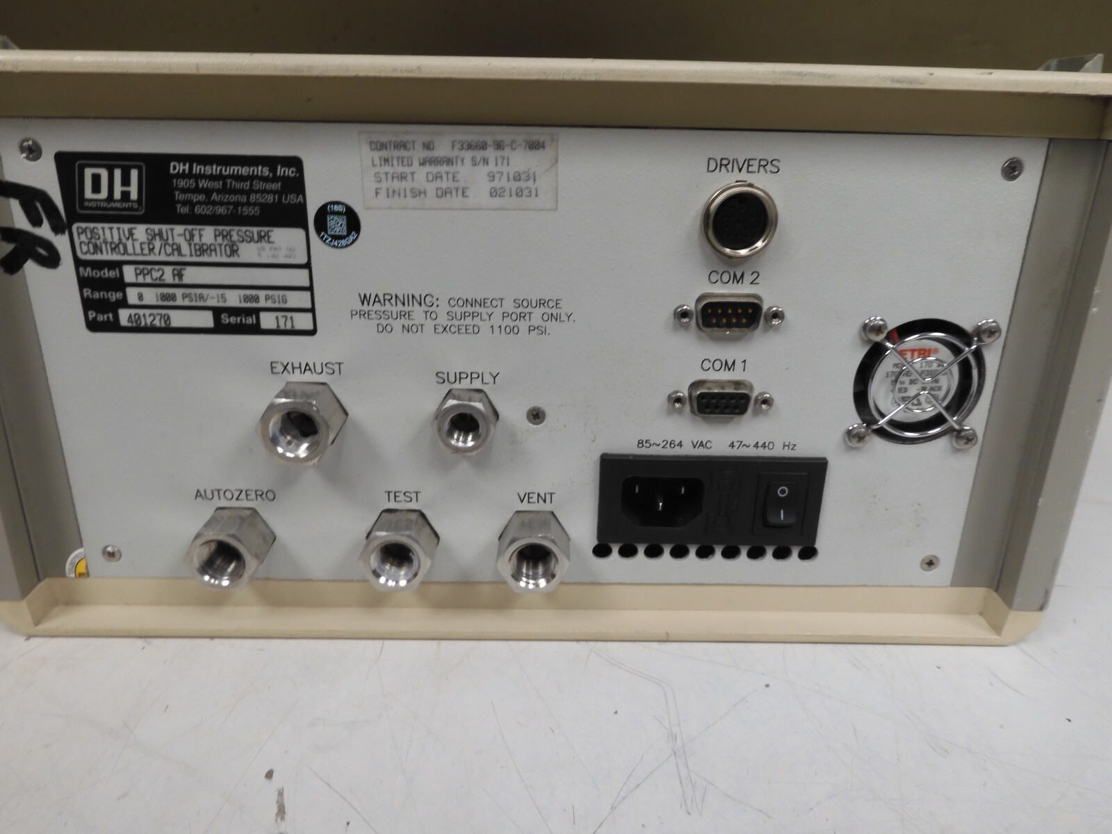 DHI/Dh Instruments PPC2 AF Positive Shutoff Pressure Controller/Calibrator PH38