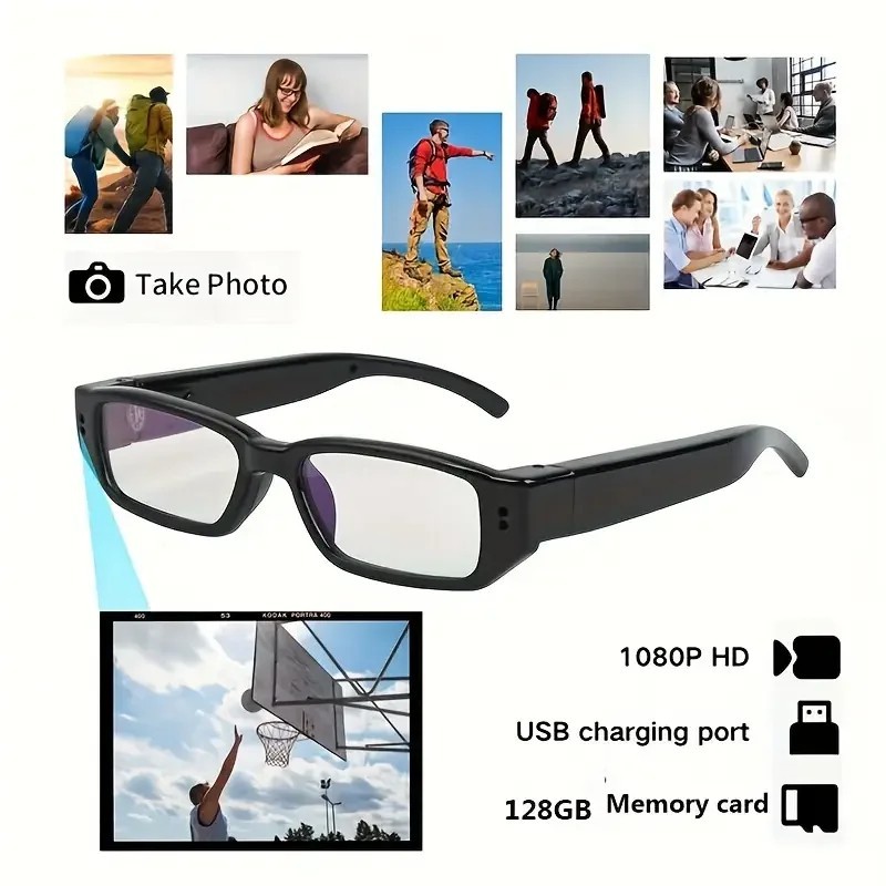 Camera Wearable Video Recording Glasses 1080P - Outdoor Sports Camera Glasses wi