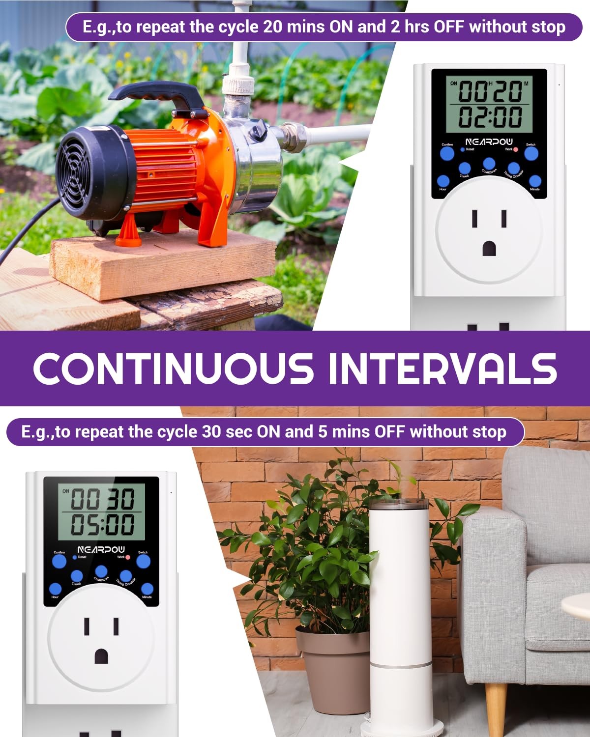 Timer Outlet Multifunctional Infinite Cycle Programmable Digital 3 Prong Plug