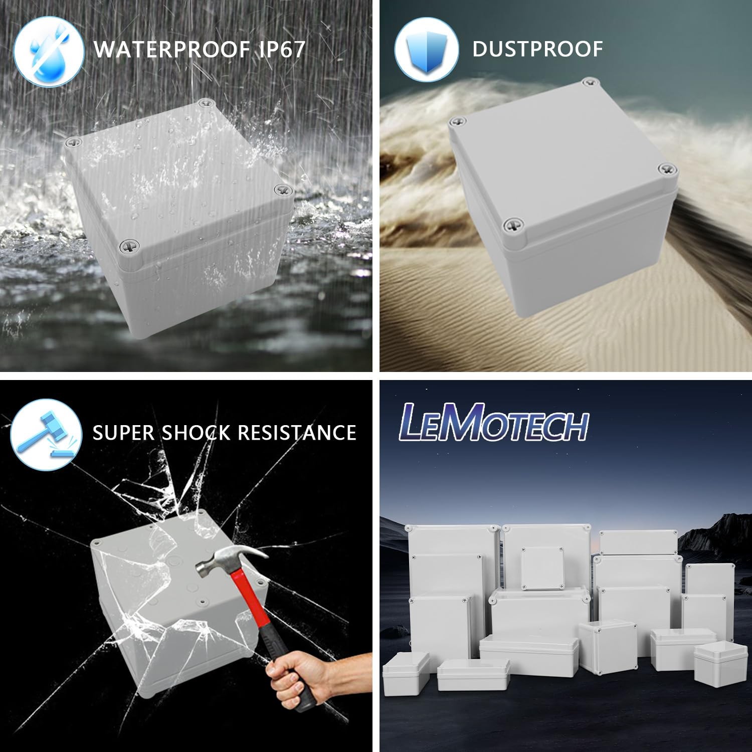 Junction Box IP67 Waterproof Dustproof ABS Plastic Project Box for Electrical...