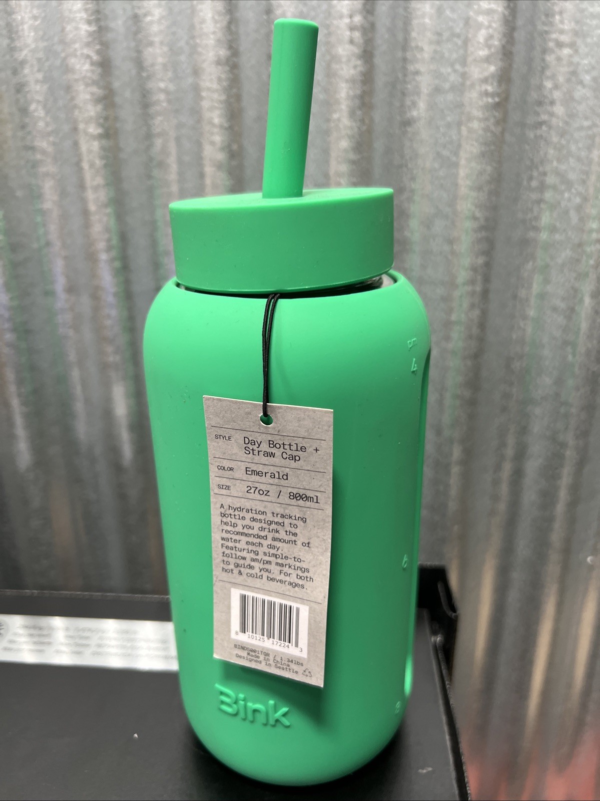 Bink 27oz Day Water Bottle Straw Cap Emerald