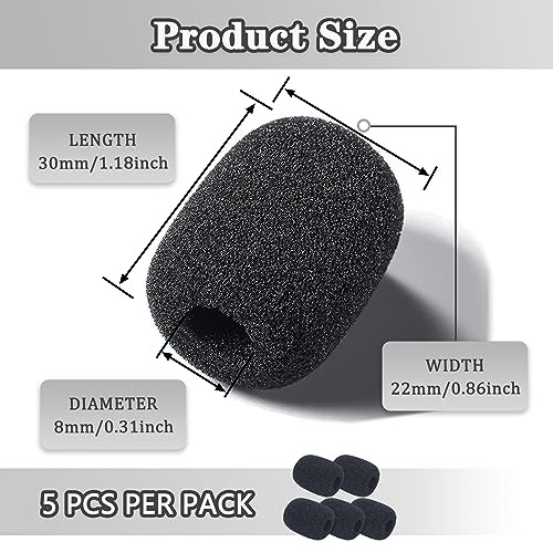 Headset Microphone Covers Foam, Lapel Headset Microphone Windscreen Sponge 5pcs