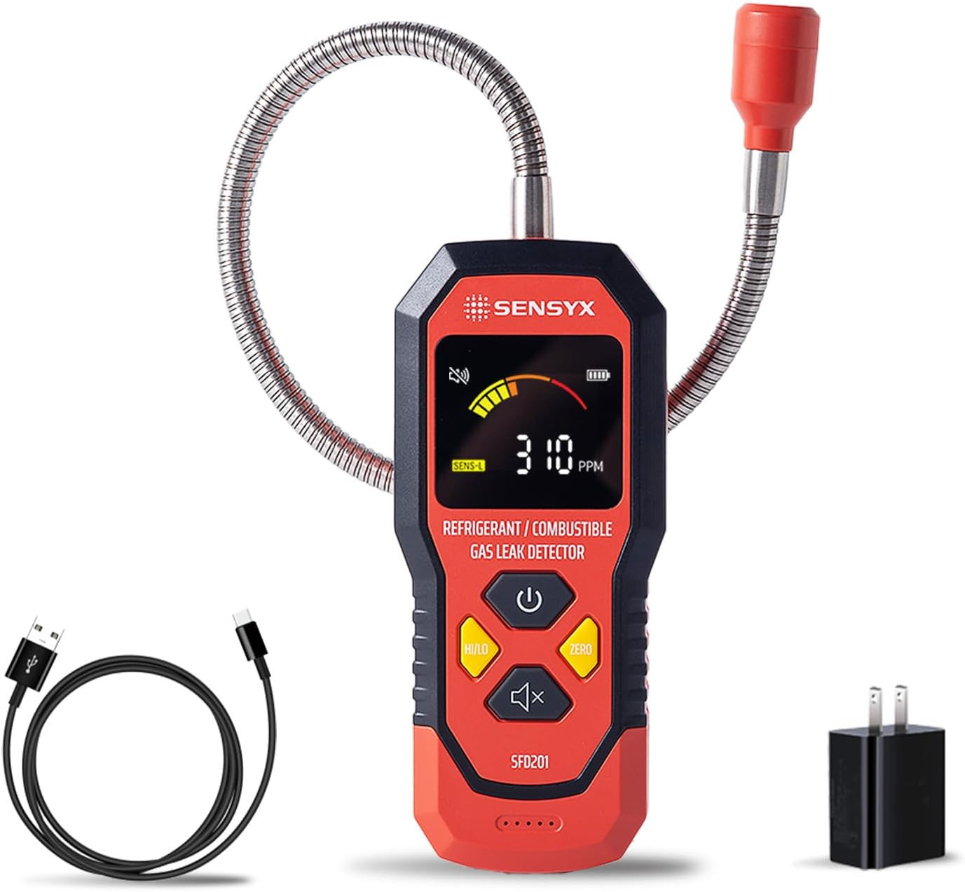 Rechargeable HVAC Refrigerant Leak Detector, Halogen Freon Sniffer, Air Conditio