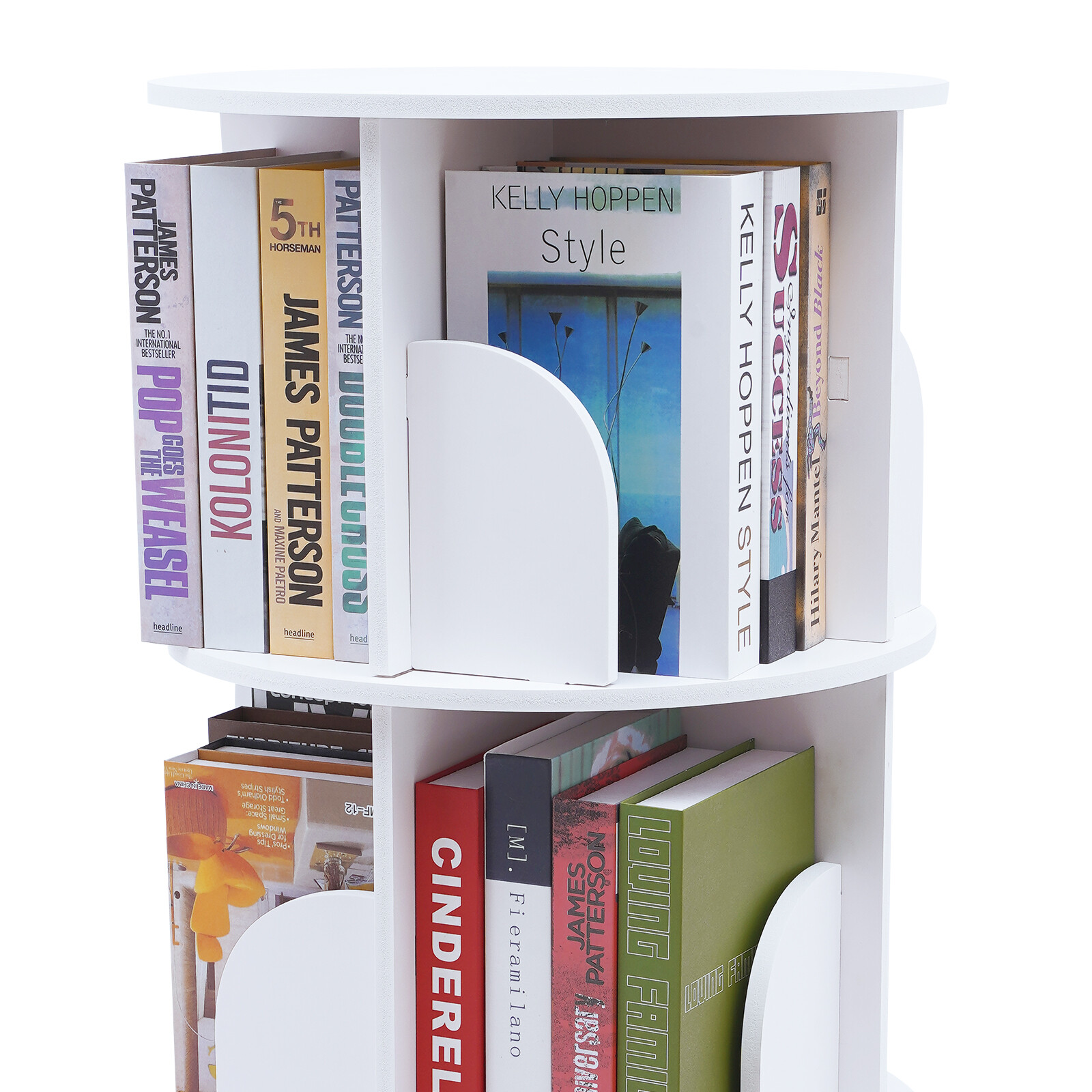 3 Tiers 360° Rotating Stackable Shelves Bookshelf Organizer Floor Standing USA