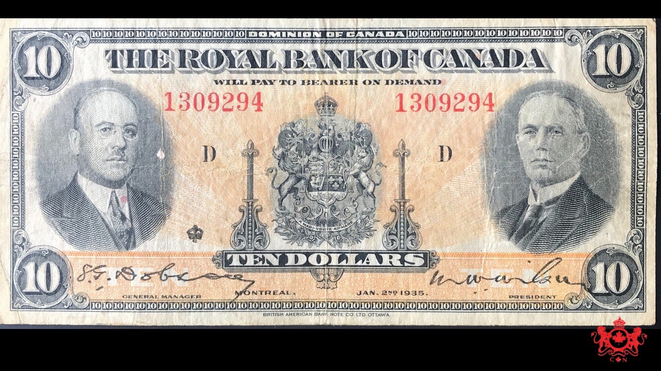 1935 The Royal Bank Of Canada 10$ Large Signature 1309294 - F/VF -