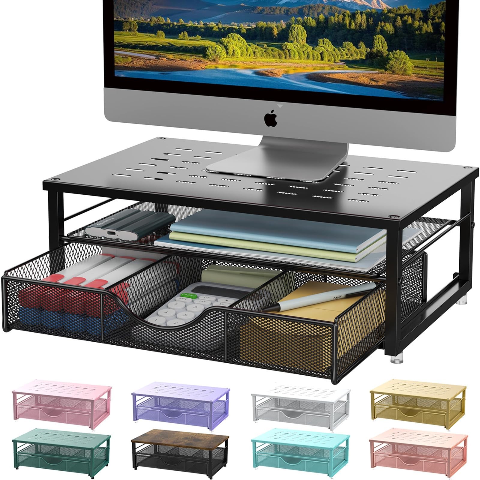 Computer Monitor Stand Riser, Desk Organizers and Accessories with Drawer, Of...