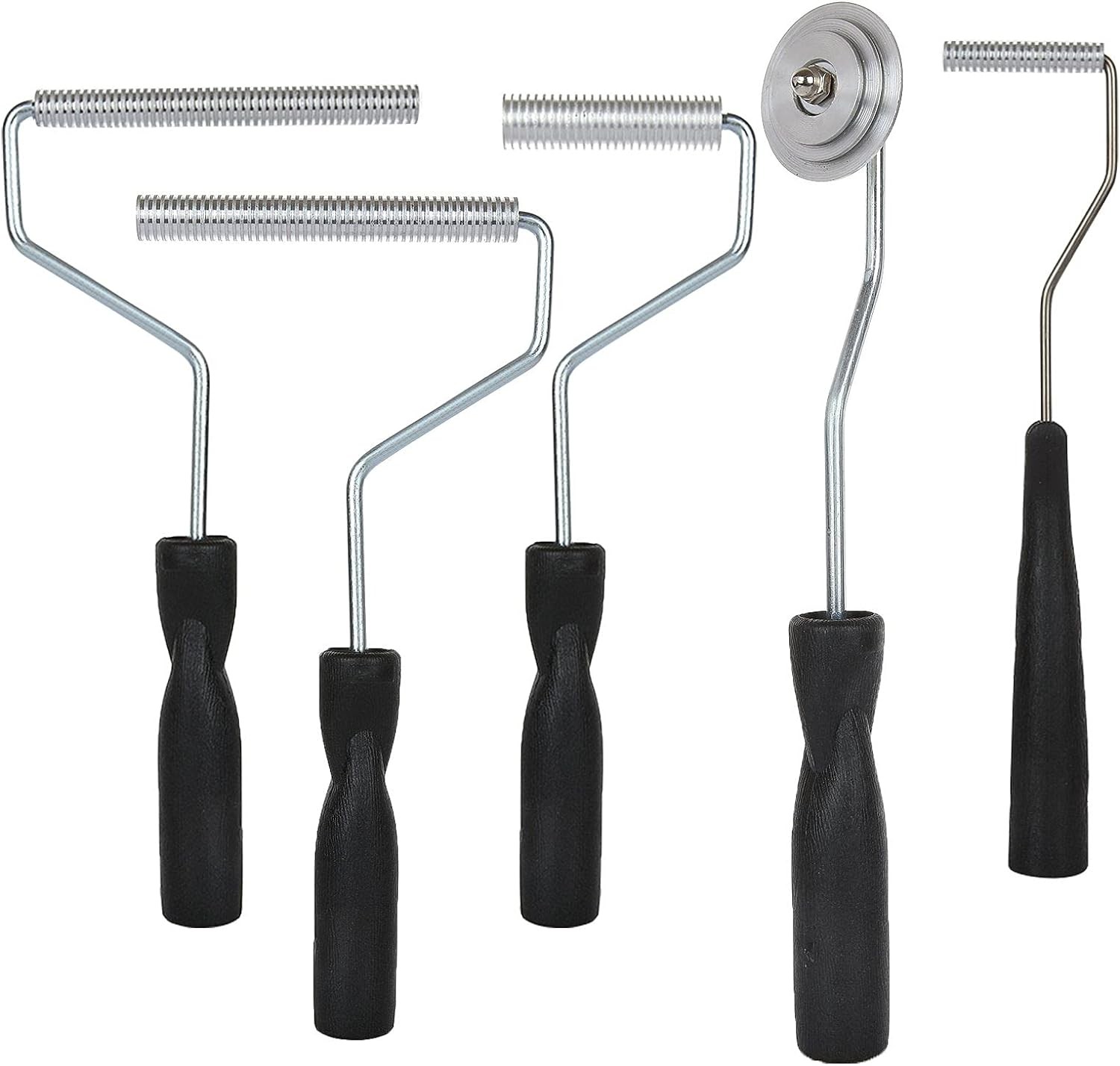 Fiberglass Roller Tools Kit Set of 5, Bubble Paddle Tool brush nickel, black