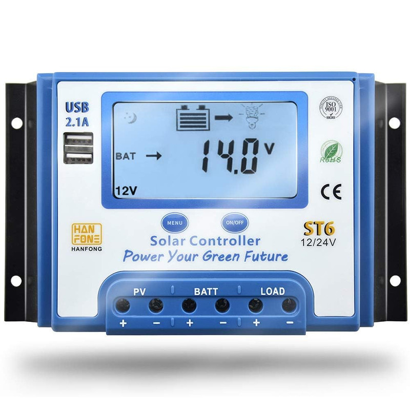 Solamr 30A Solar Charge Controller 12V/24V Automatic Voltage Recognition Solar