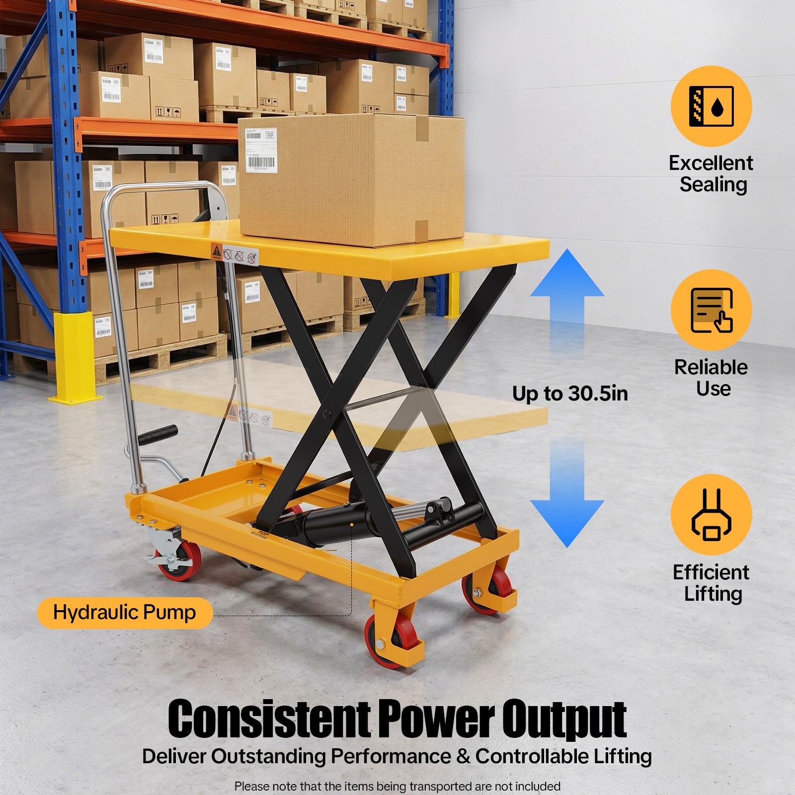 NEW Hydraulic Lift Table Cart 500 lbs Manual Scissor Lift Table 30.5" Orange