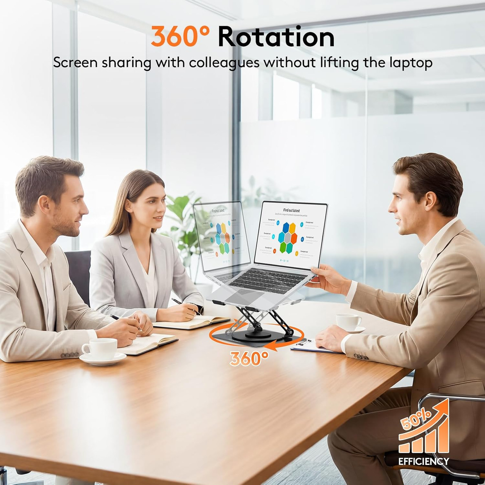 Laptop Stand for Desk, 360 Degree Rotating Ergonomic Height Adjustable Computer