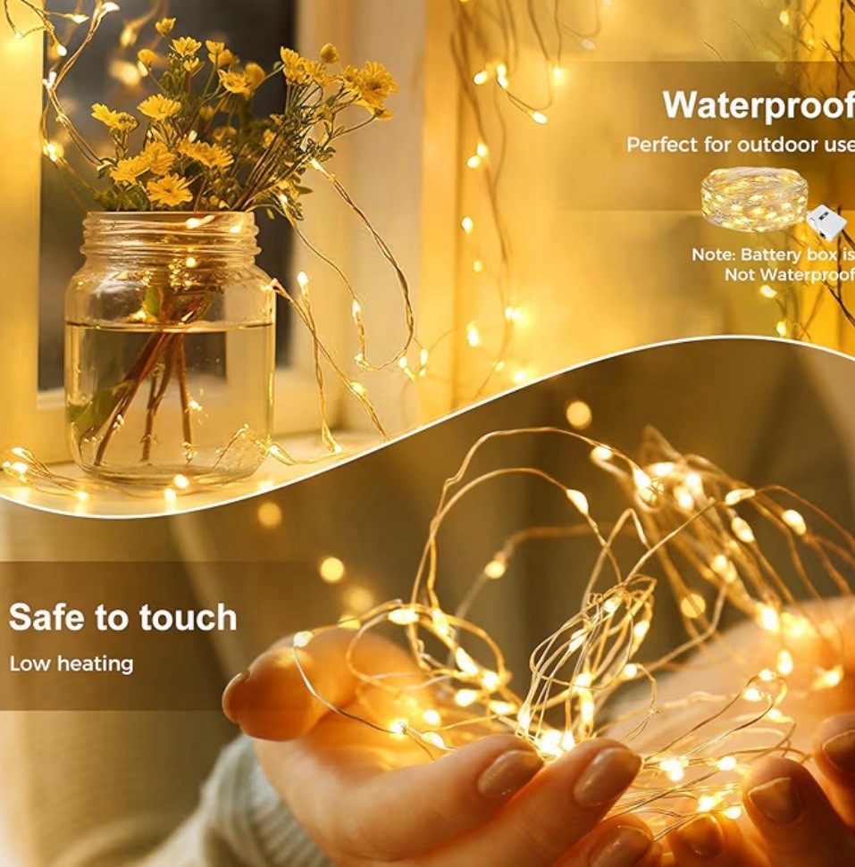 15 Pack Warm White LED Waterproof Flexible Fairy String Lights Battery Powered