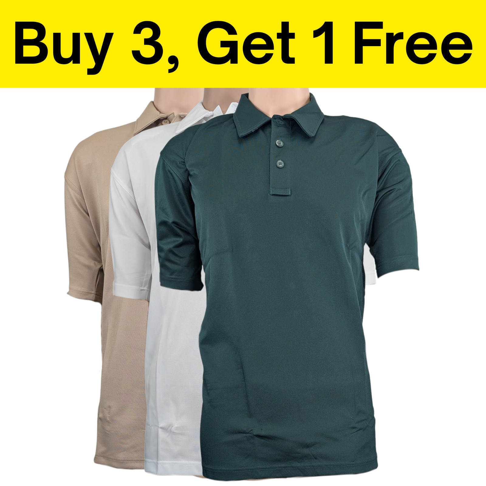 Mens Casual Polo T-Shirt Wrinkle and Stain Resistant Dri-Fit 3 Button Polo