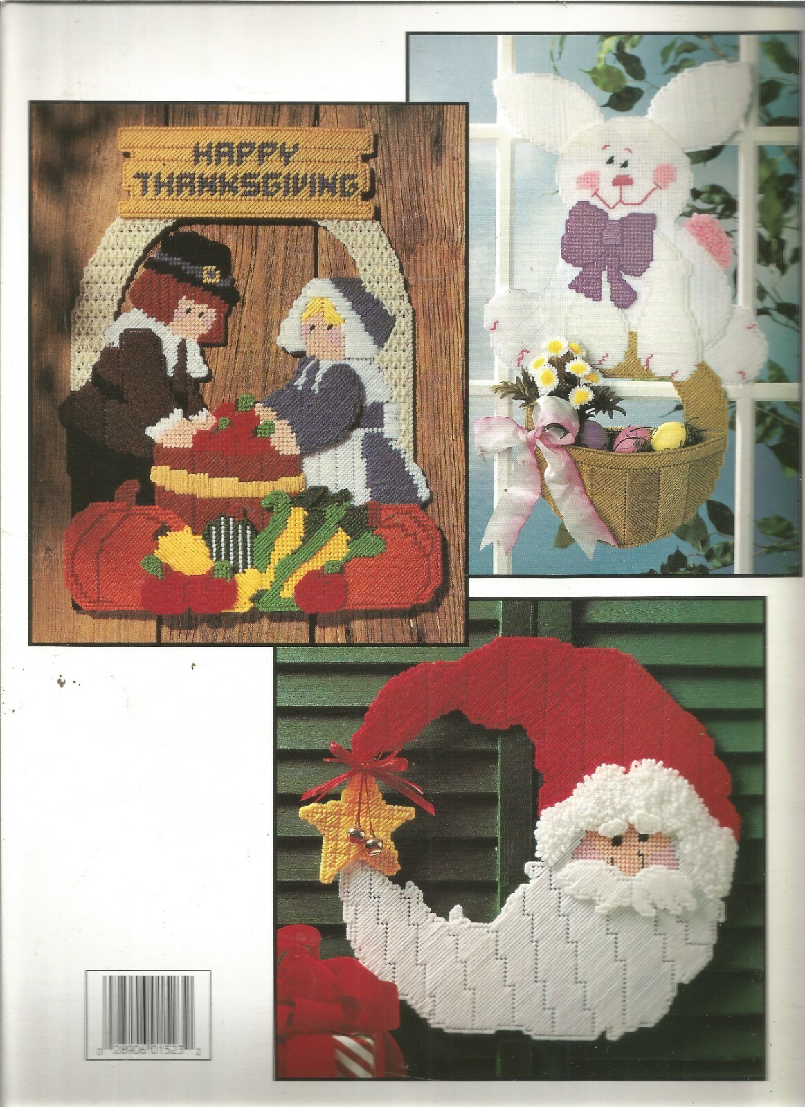 Holiday Hang-Ups Plastic Canvas Patterns Santa Pilgrims Witch Bunny E17