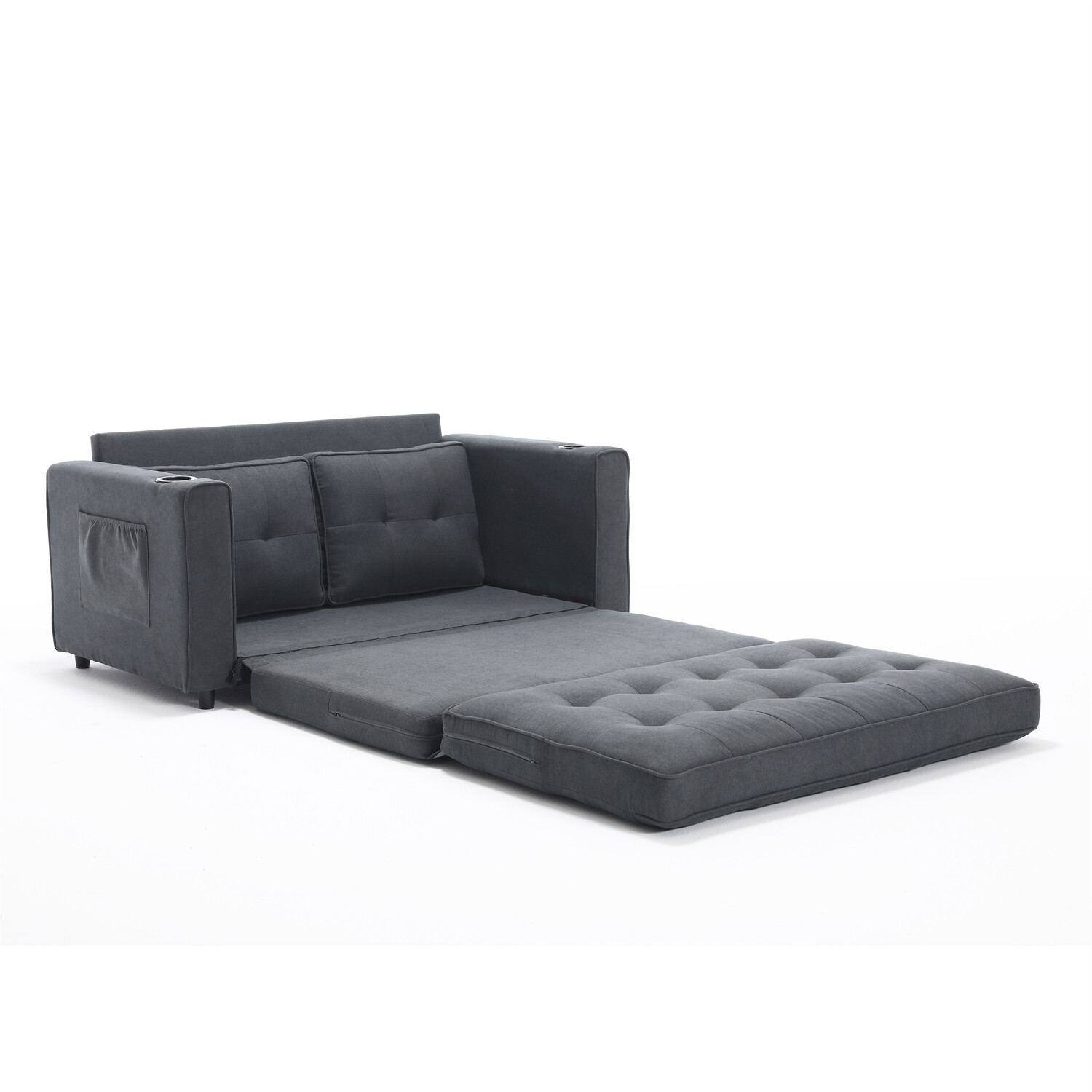 Convertible Sofa Bed Loveseat Futon Sofa Couch with Pull Out Bed Dark Gray