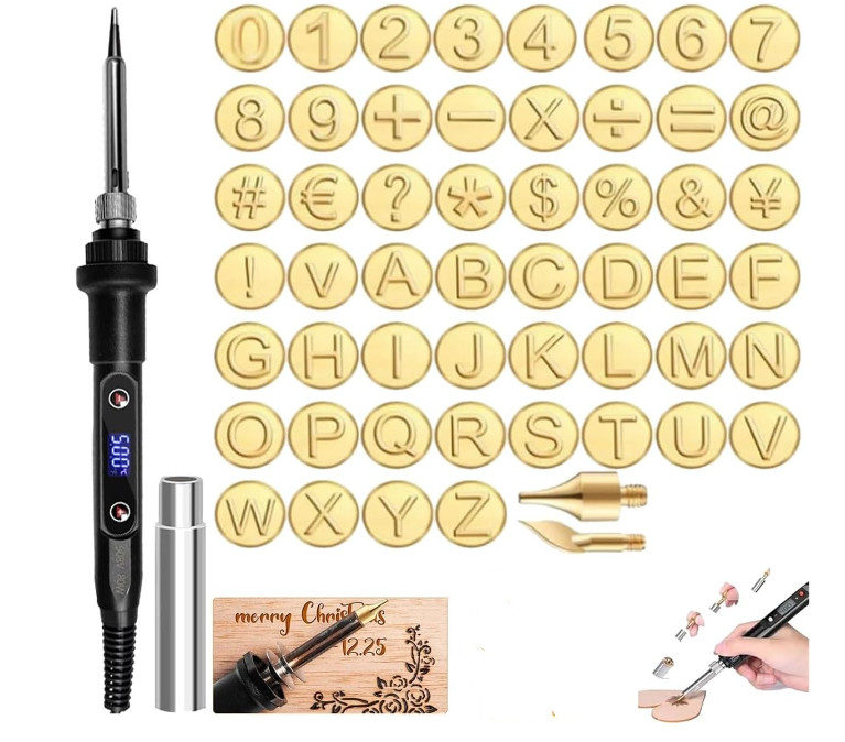 Hot Stamp Tool with Alphabet,26 Letters Copper Mold DIY Wood Burning Carving Set